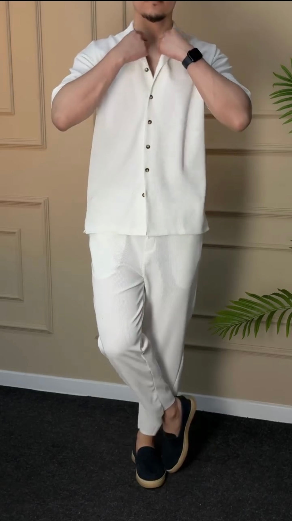Relaxed Fit Textured Two Piece Outfit