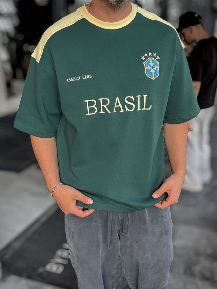Green Brasil Embroidered  T-Shirt