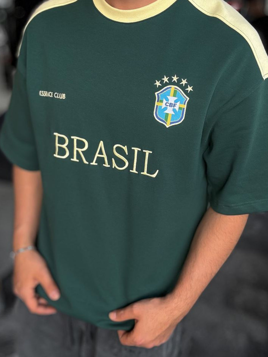 Green Brasil Embroidered  T-Shirt