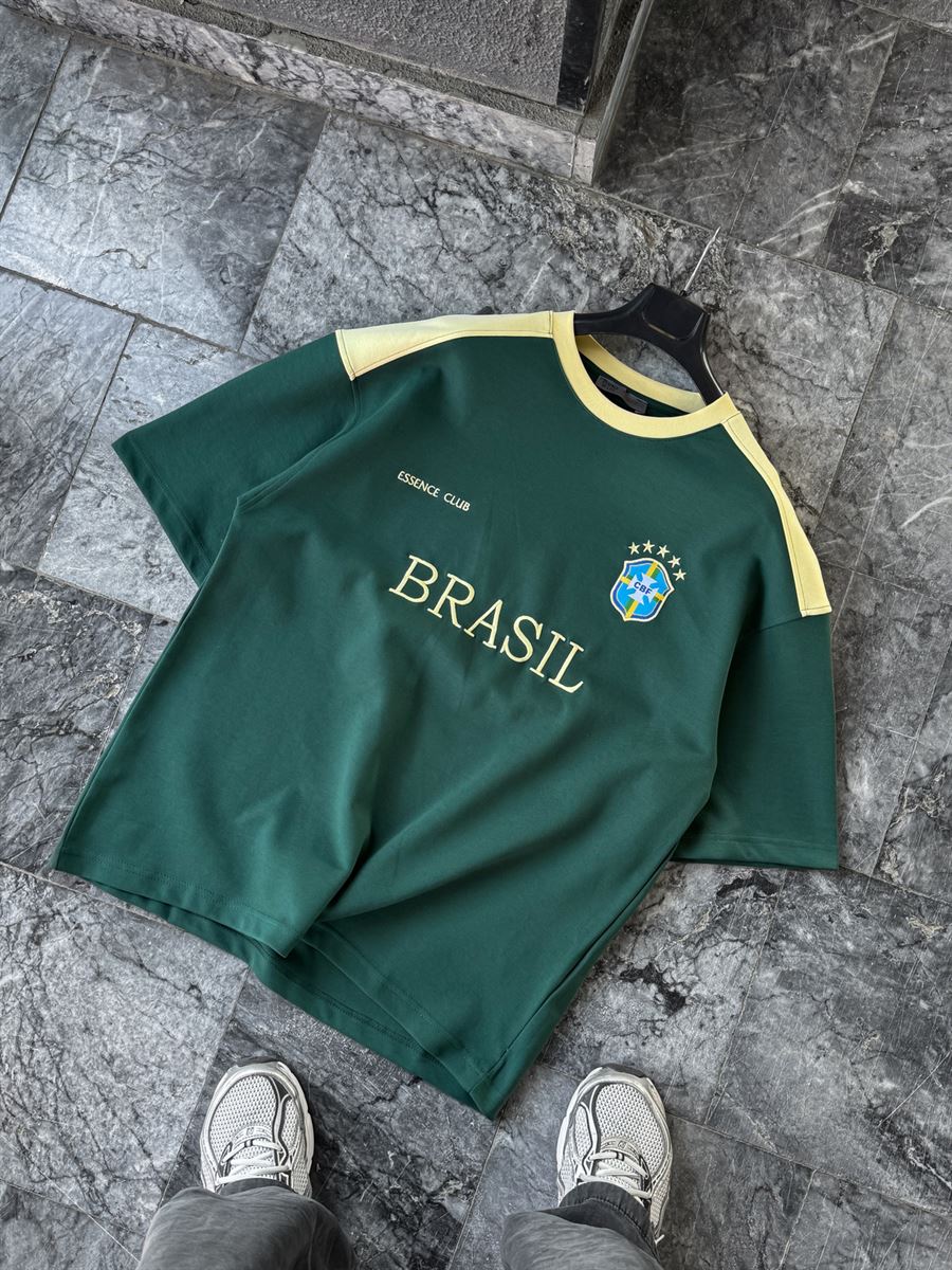 Green Brasil Embroidered  T-Shirt