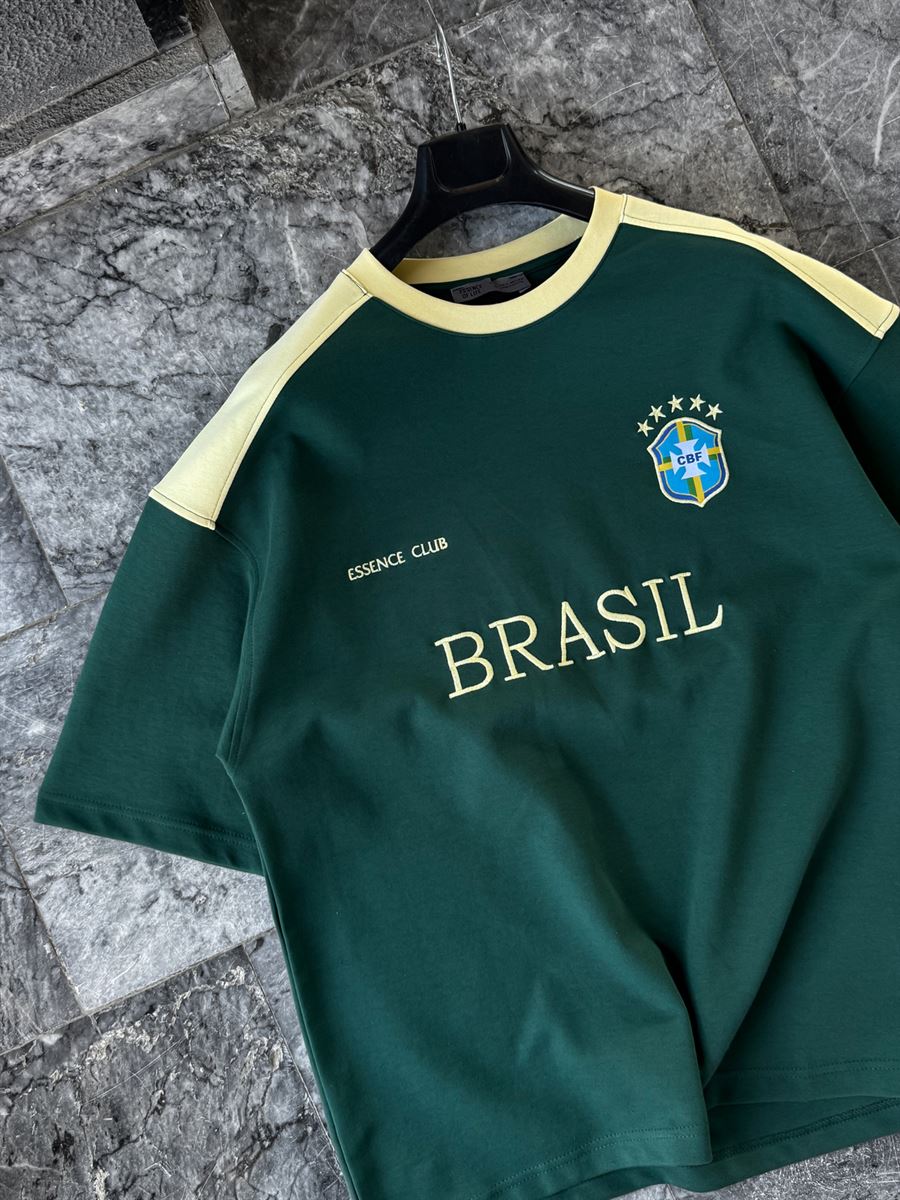 Green Brasil Embroidered  T-Shirt